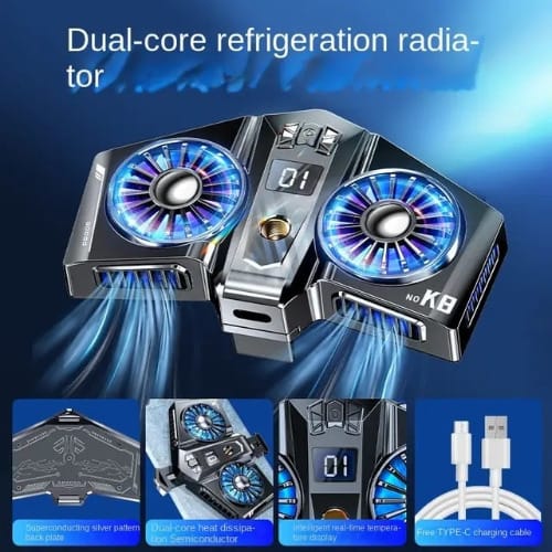 Dual-Core Twin-turbo Rapid Cooling Fan For Ipads/Tablets
