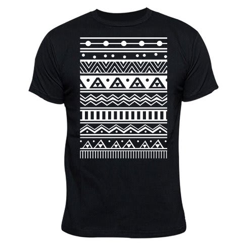 Aztec Print T-Shirt - Black