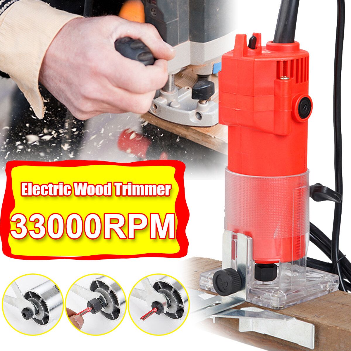 33000rpm Electric Wood Trimmer Woodworking Trimmer Tool Laminate Trimmer 220V UK Plug 220V