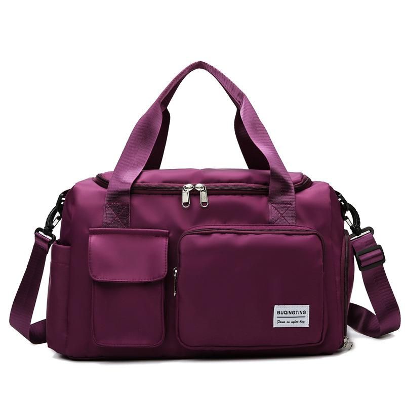 Travel bag, large capacity, diagonal bag, light, dry and wet separation, foldable storage, fashion fitness bag, spring and summer foreign trade models fuchsia trumpet