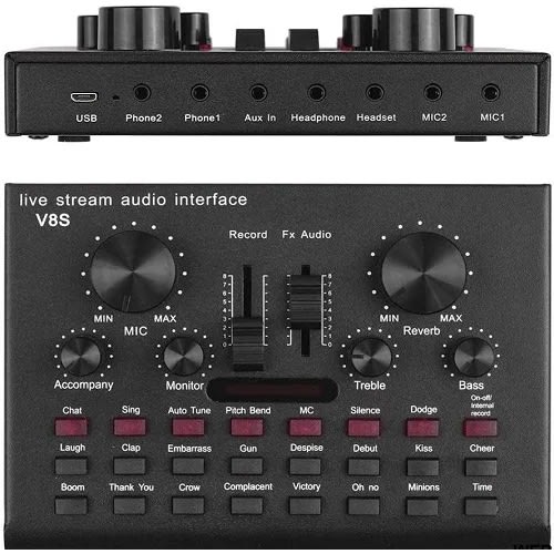 V8s Adjustable Live Sound Card For Your Streaming