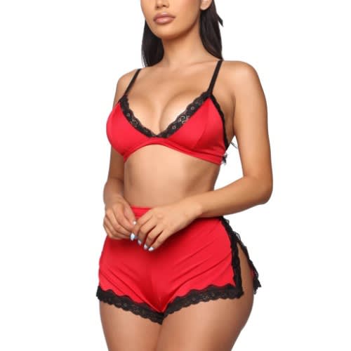 Women Lace Sleepwear -red