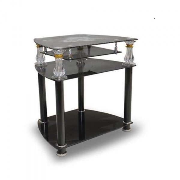 TV And Home Theatre Tempered Glass Stand- Black