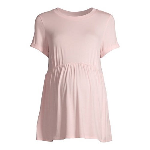 Pregnant Women's Maternity Babydoll Short Sleeve Top - Pink