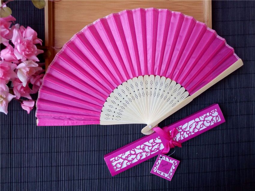 Wedding Folding Shipping Hand Fan Name Customized Cloth Groom's 10pcs & Free Personalized Fan Silk Favor Bride Gift