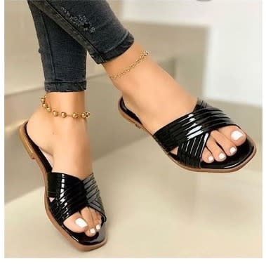 Female Flat Slippers  - Black