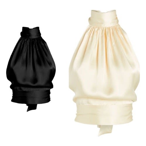 Two Cropped Satin Halter Neck Tops - Black & Pink