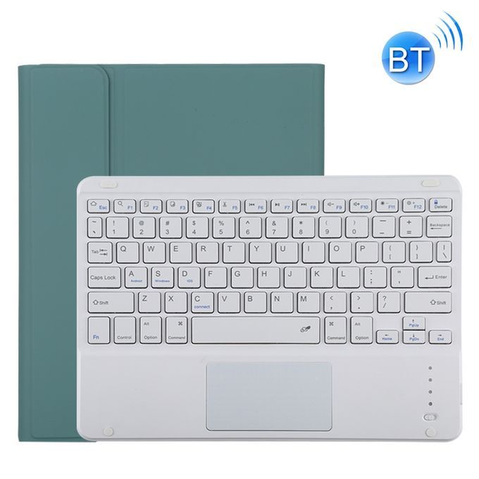 TG11BC Detachable Bluetooth White Keyboard Microfiber Leather Protective Case For IPad Pro 11 Inch (2020), With Touchpad & Pen Slot & Holder (Dark Green)