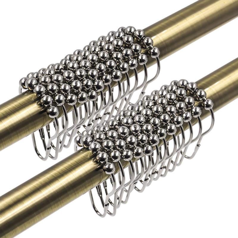 24pcs Iron Shower Curtain Hooks Rings For Bathroom (Silver)