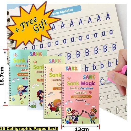 4in1 Kids Reusable Calligraphy Practice Book - 3SETS(12Pcs)