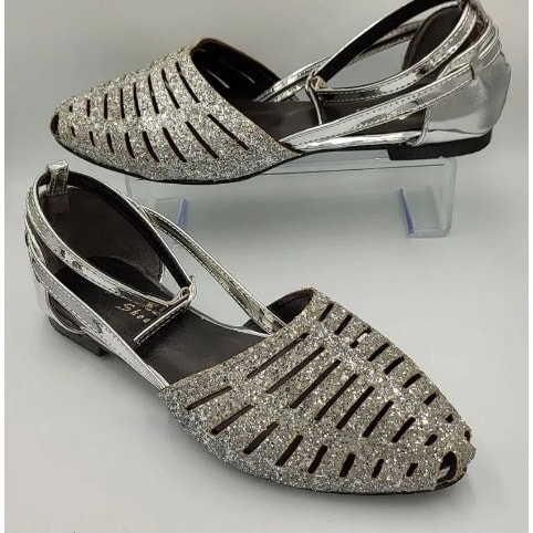 Flat Party Plus Size Sandal - Silver