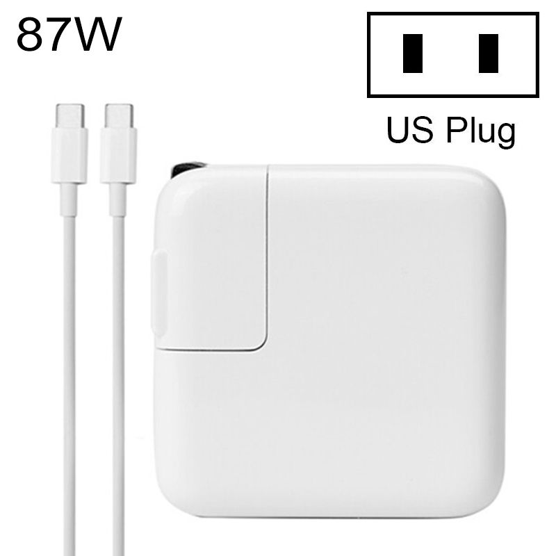 87W Type-C Power Adapter Portable Charger With 1.8m Type-C Charging Cable, US Plug(White)