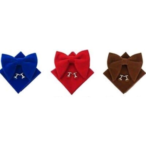 Bowknot Tie, Pocket Square And Cufflinks - Blue Red Brown - 3pcs
