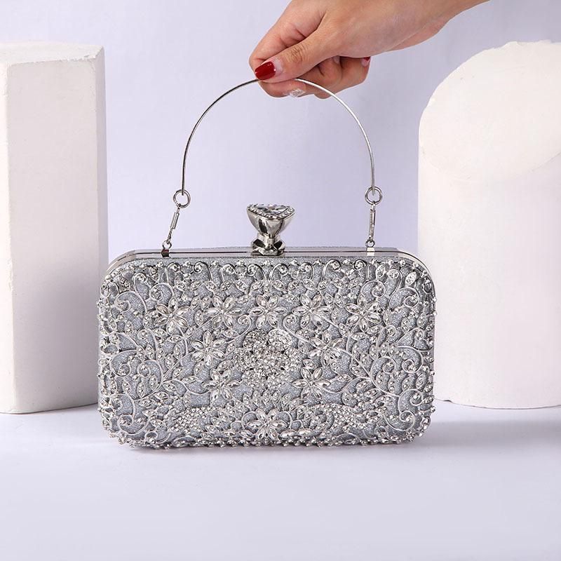Bridal Purse Ladies Party Clutch Handbag- Silver