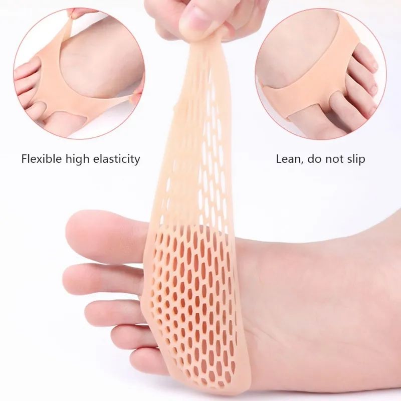 1Pair Non-slip Silicone Foot Pads Forefoot Insole Shoes High Heel Soft Insert Feet Protection Mat Ladies Toe Pain Relief Tool
