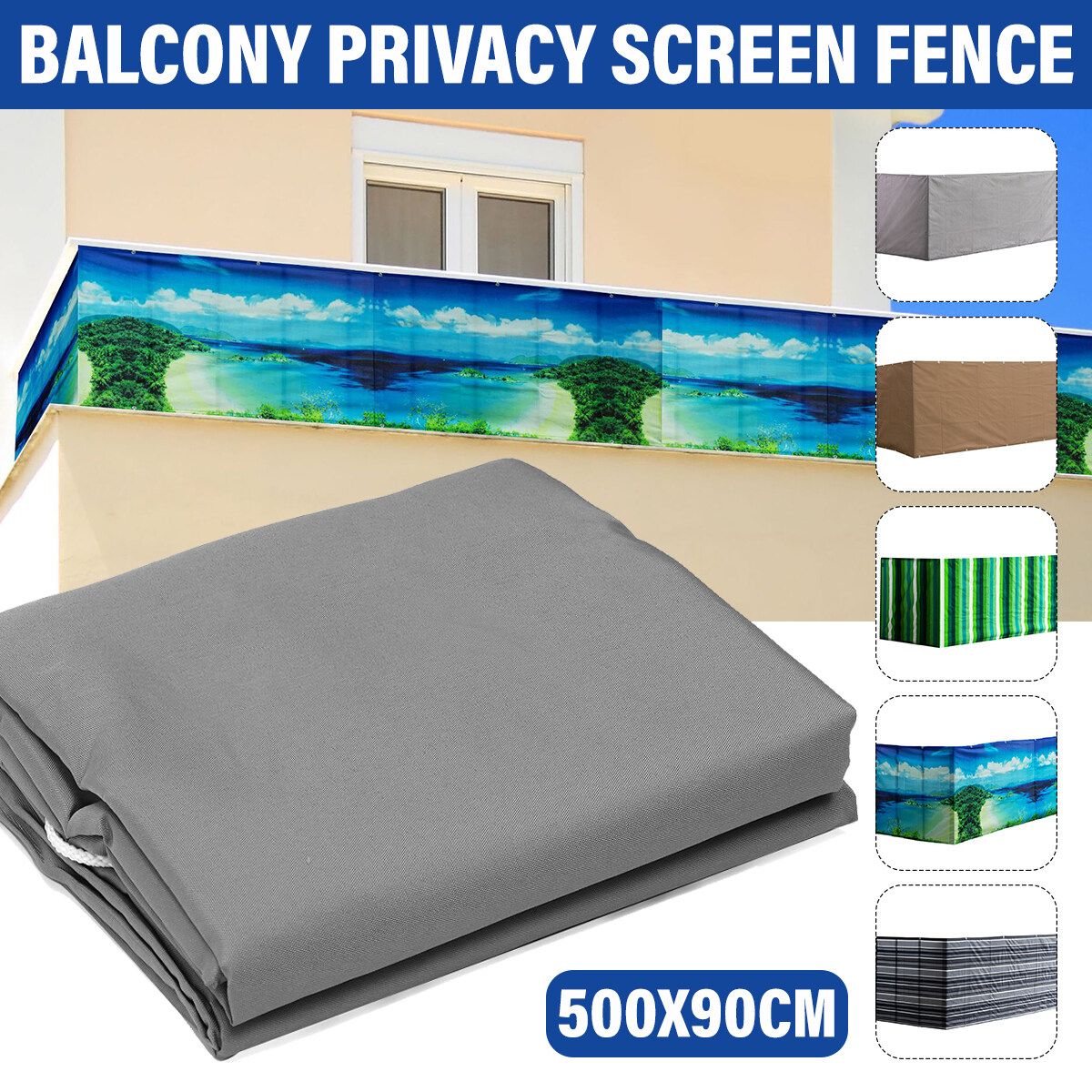 500x90cm Deck Balcony Privacy Screen Gardening Waterproof Cover Summer Fence Island