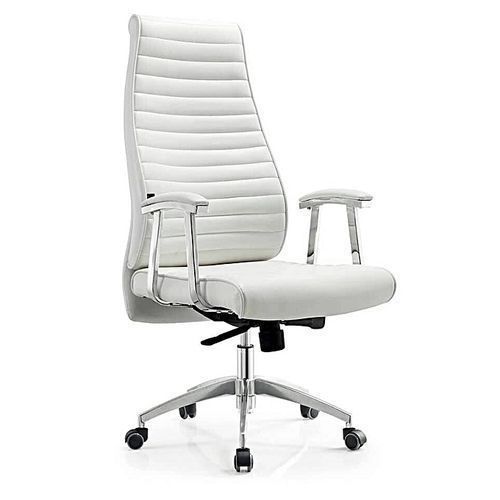Executive White Leather Swivel Chair