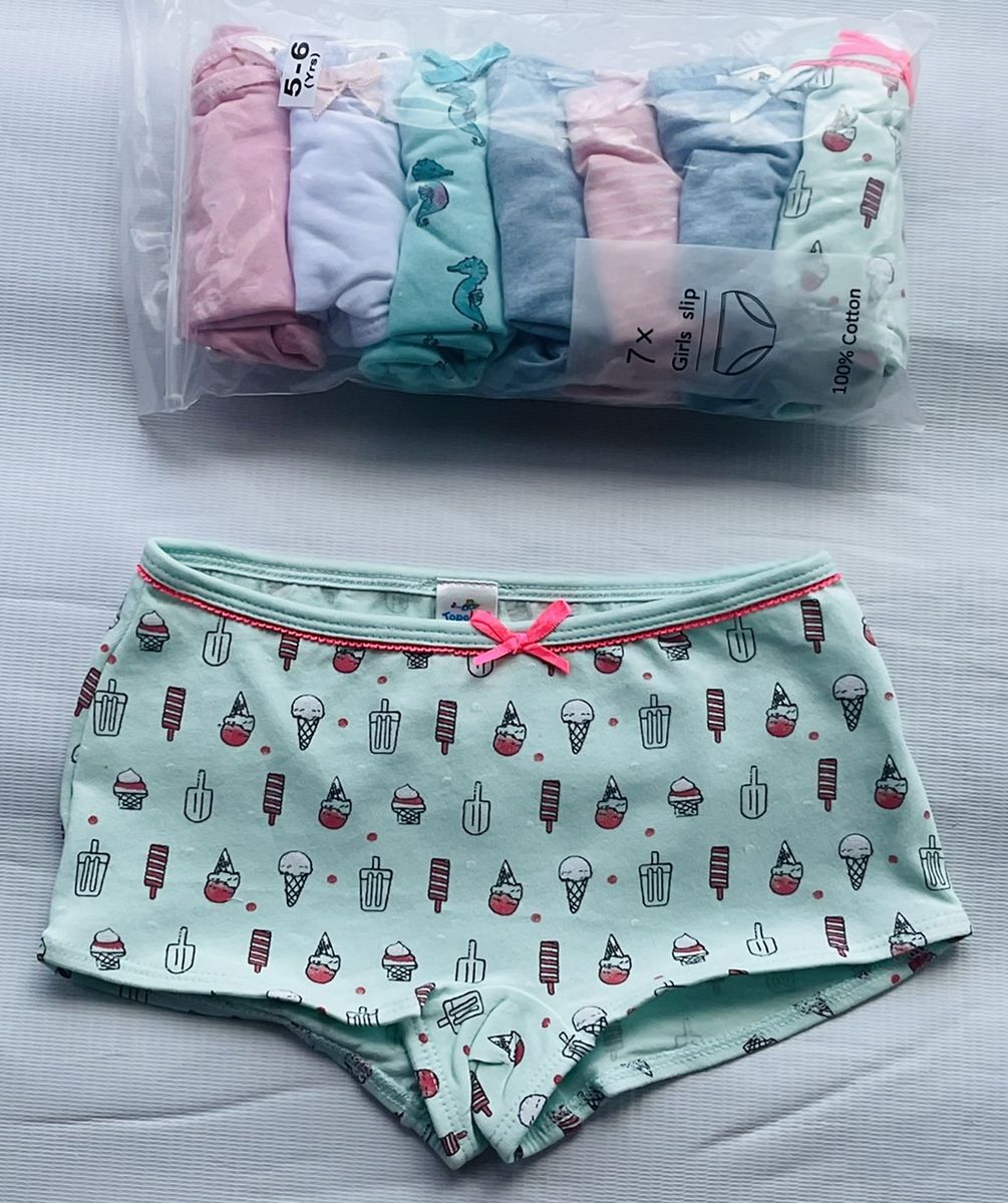 5-6 Yrs 7 Pack Colored Girls Briefs-B7