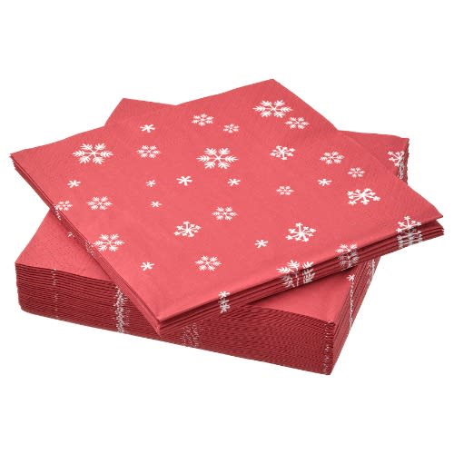 Vinterfint Paper Napkin - 24x24 Cm - Snowflake Pattern - 30 Pieces -Red