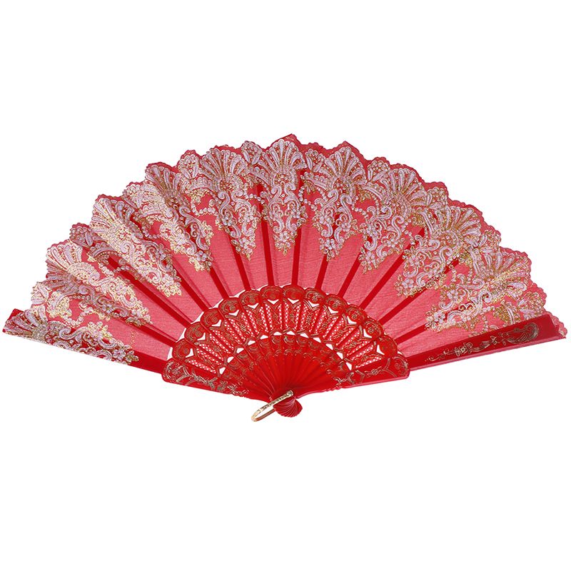 Pattern Embroidered Cloth Folding Black Sale For Color Fan 5 Flower Hot Hand Woman 1PC