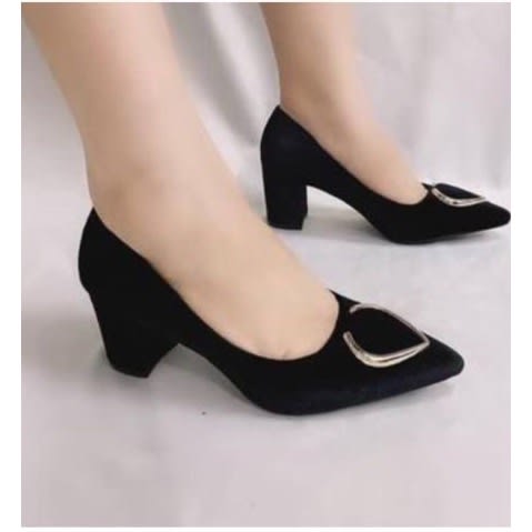 Ladies Coperate  Heel Cover Shoe  - Black