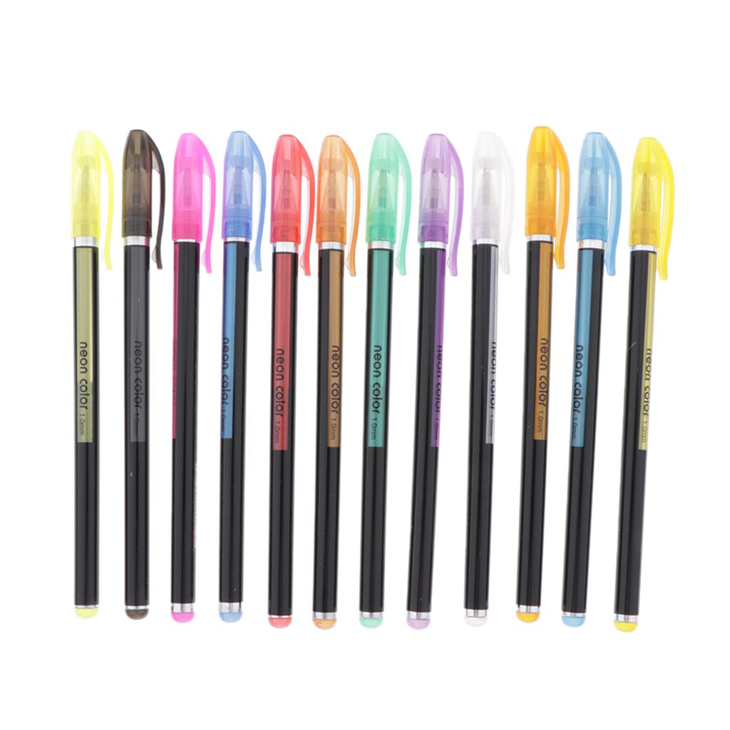 Glitter Neon Color  Pens Markers Fluorescent Lightsup 12 Colors