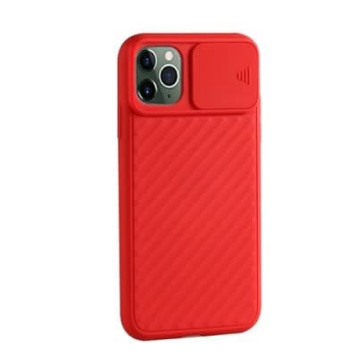 Liquid Silicone Case With Camera Lens Protector For iPhone12 Pro - Red