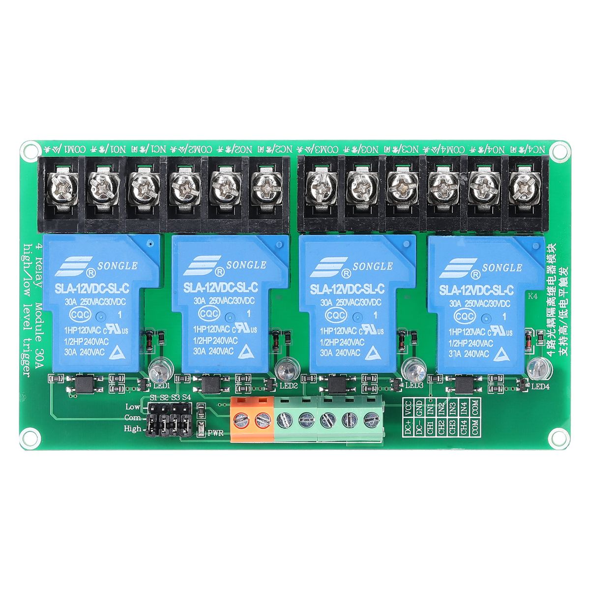 4 Channel Relay Module 30A 5V Load Current With Optocoupler