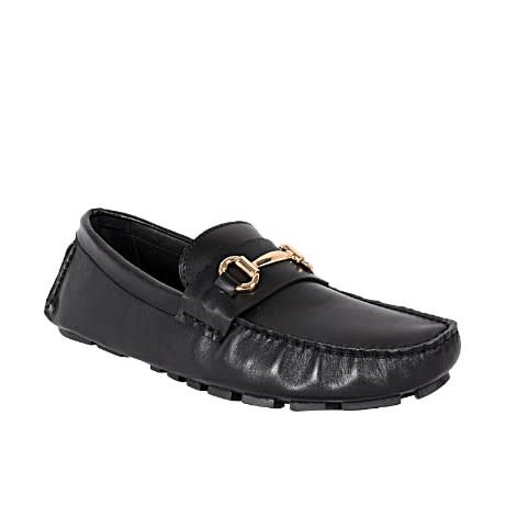 Men's Loafers With Gold Chain- Black -msh-3026