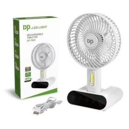 Rechargeable Table Fan With Cob Led Light