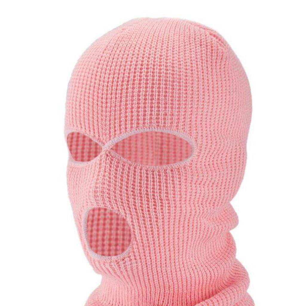 Adult  3-Hole Balaclava Knit Knitted Full Face Pink