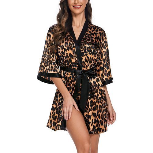 Ekouaer Women's Silk Robe Satin Kimono Style Bathrobe Short