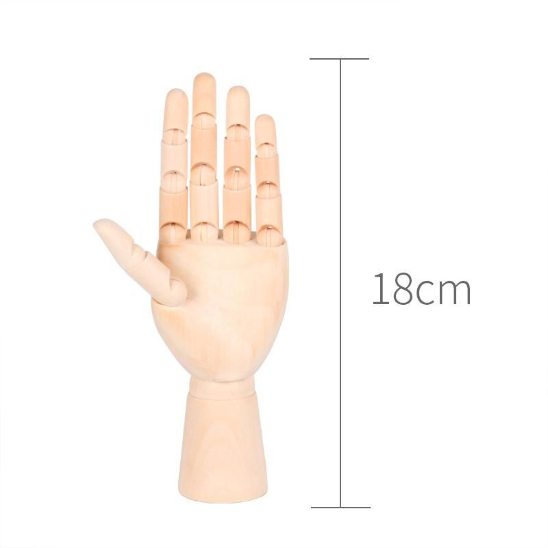 Wooden human joint palm model sketch sketch wooden doll decoration art painting comic tool wooden man 7 inch small hand left hand (18cm)