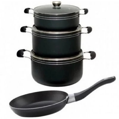3 Pieces Aluminium Non-stick Pot Set With 26cm Frying Pan