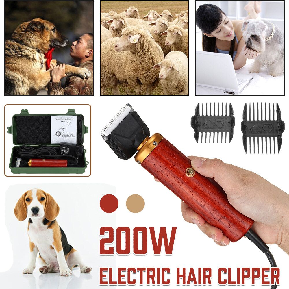200W Electric Horse Sheep Animal Hair Trimmer Pet Clipper Hair Machine Wood EU Plug110V