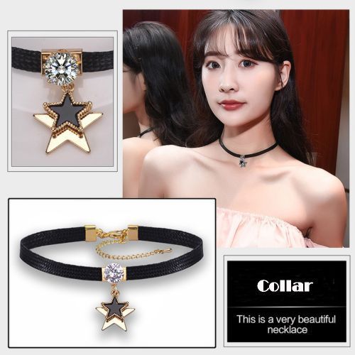 Ladies Necklace Black Neckband Clavicle Chain Women's Personality Choker A