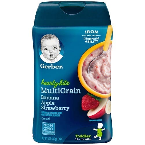 Gerber Baby Cereal Hearty Bits Multigrain Cereal Banana Apple Strawberry, 8 Ounce