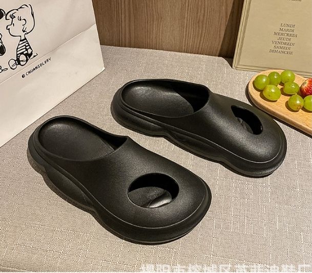 Unisex Gummy High Quality Fashion Waterproof Slides For Outdoor- Blk