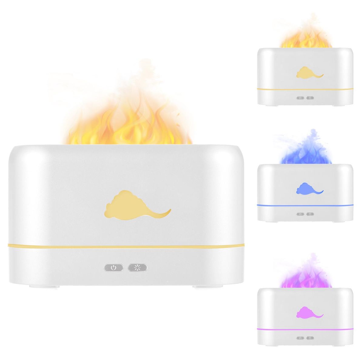 Flame Humidifier Aroma Diffuser Ultrasonic Air Humidifier with 3 Flame Color Auto-Off Protection Mute USB Powered for Home Office Yoga