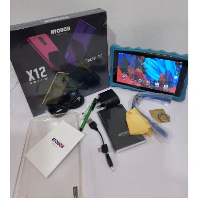 Atouch X12 Kids Learning Tablet,128gb Dual Sim Android 6.1 Quad-core,wifi- Light Blue Silicon Pouch