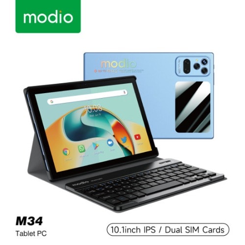 Modio M34 Android Tablet PC - 8GB RAM - 256GB RAM- 6000mAh - Blue
