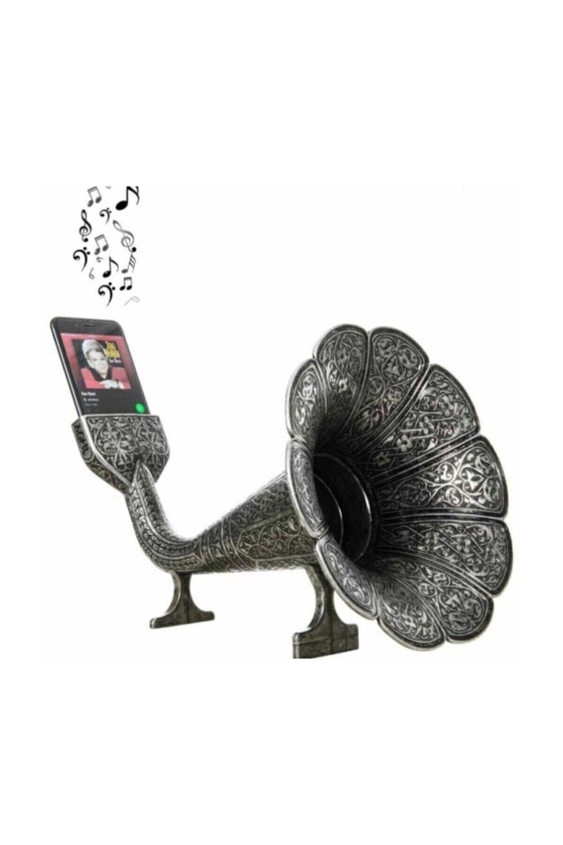 Nostalgic Gramophone Sound System Sound Amplifier Accessory Zamak Gift Acoustic-Silver