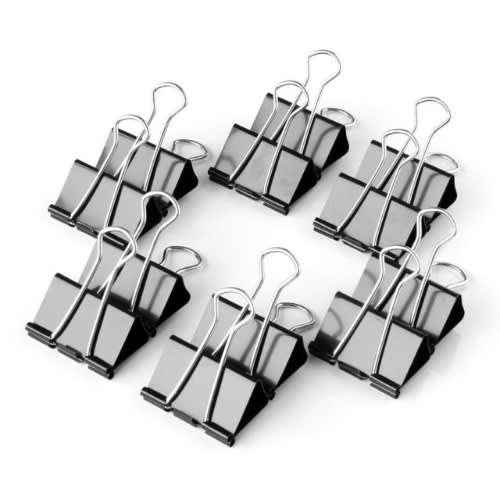 Lily Binder Clip - Set Of 12 Pieces -  32mm- Black