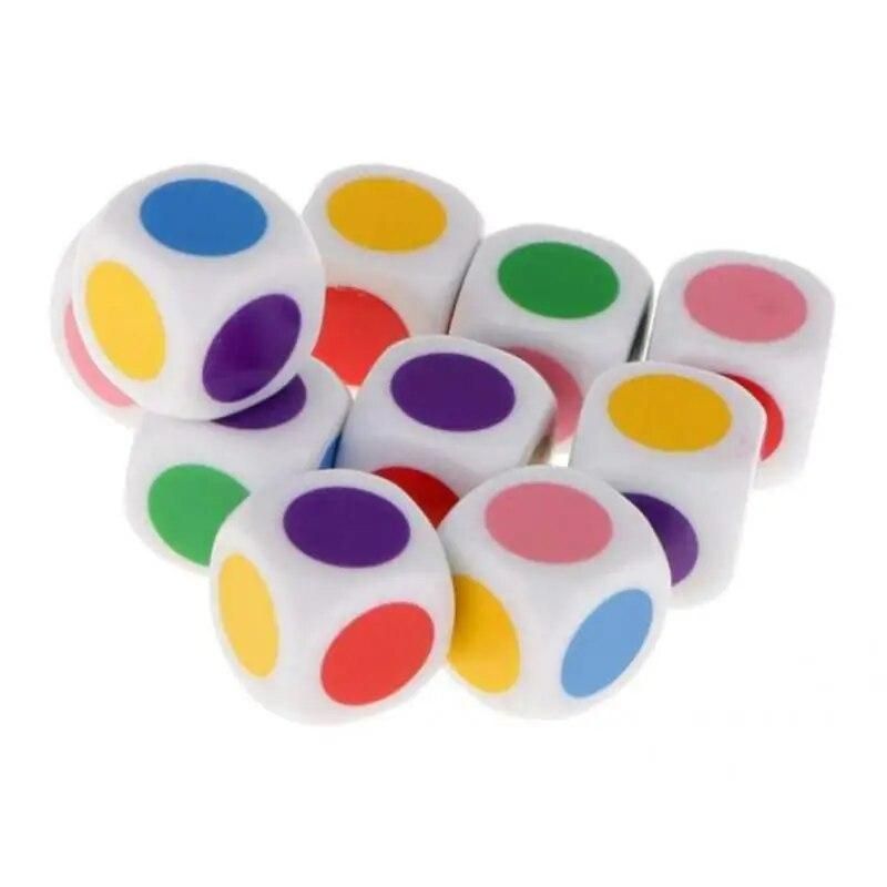 10pcs 16mm Opaque Six Sided 6 Color Dot Dice Games D6 D&D RPG