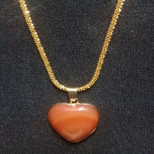 Carnelian Heart Pendant Criss-cross Chain