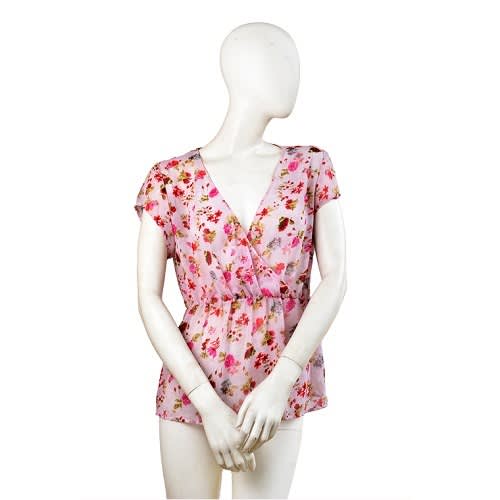 Women Floral Multicoloured Cap Sleeves Blouse - Peach