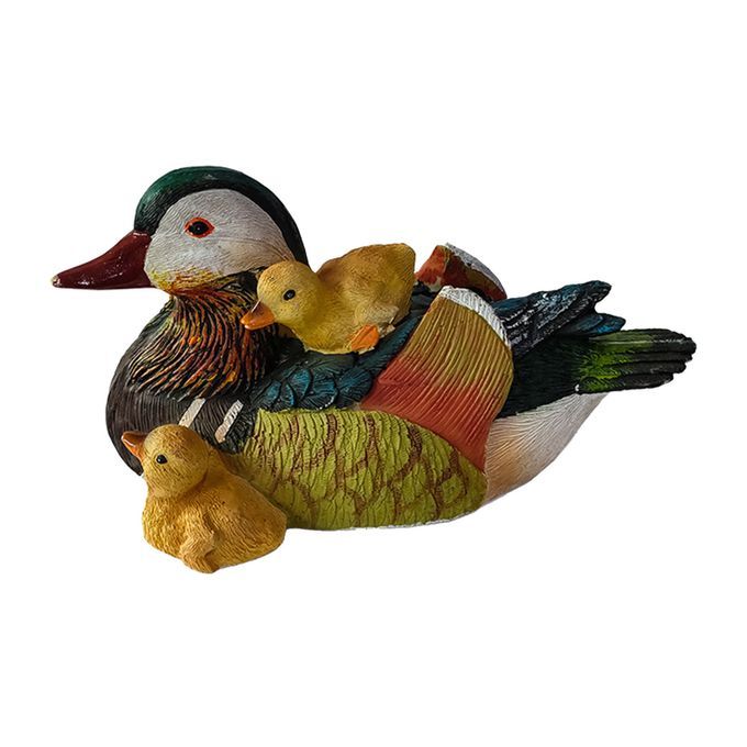 Artificial Resin Mandarin Duck Hunting Decoy Garden Pool Mother Babies