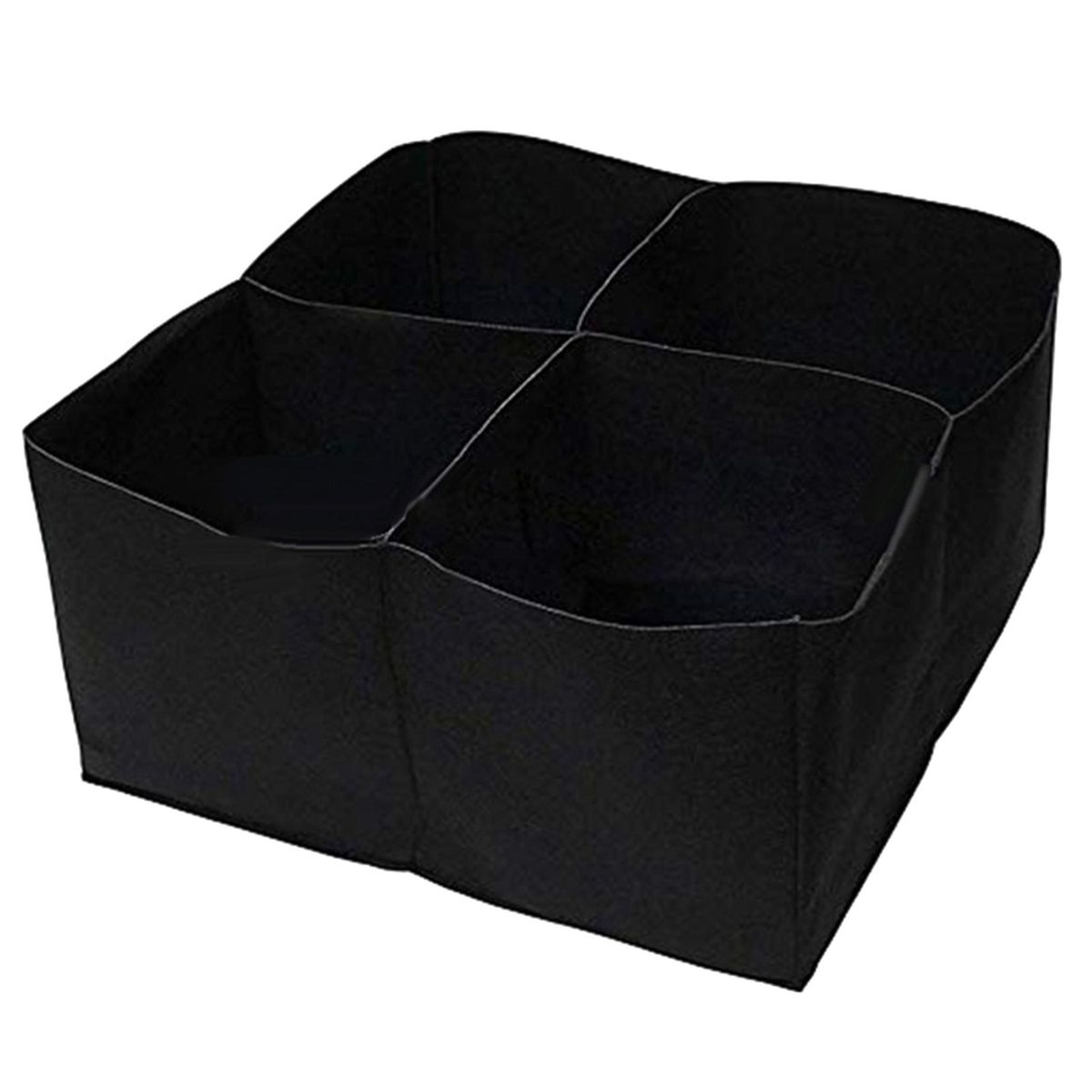 Ventilated Plant Pots 4-grid Breathable Non-woven Fabric for Potatoes Black