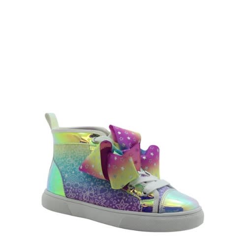 Jojo Siwa Purple Iridescent High-top Sneakers With Oversized Bow