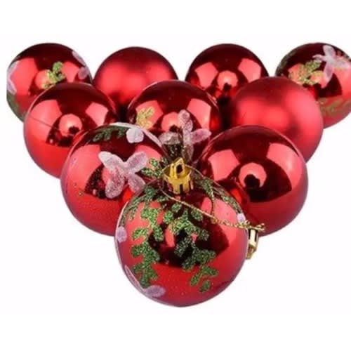 Christmas Balls - Red - 10 Pieces
